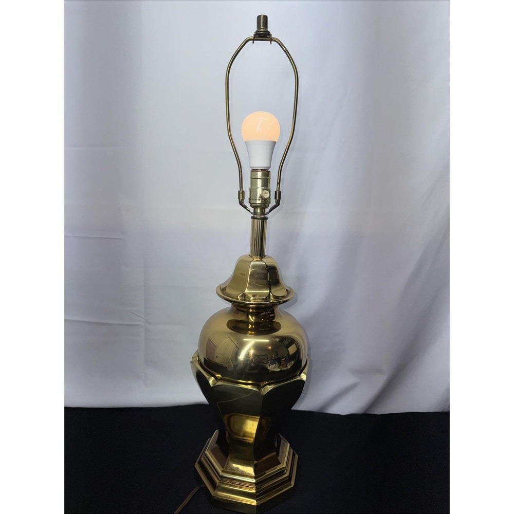 MCM Brass Ginger Jar Lamp Solid/Heavy 15 lbs 29" Tall Estate Piece‎ *WORKS*